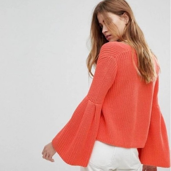 Cozy Free People Damsel Bell Sleeve Shaker Knit Sweater - Picture 3 of 3